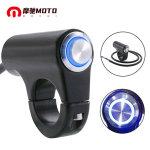 Mochi Motorcycle Handlebar Switch 22mm <b>Waterproof</b> Metal With Blue <b>Led</b> <b>Light</b> For Off Road Bike Modification - Product Image 1