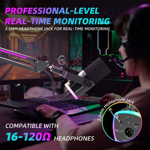 ชุดไมโครโฟน <span class=keywords><strong>FIFINE</strong></span> AM8 PROT แบบไดนามิก RGB พร้อมพอร์ต <span class=keywords><strong>USB</strong></span> Type-<span class=keywords><strong>C</strong></span>/XLR 3-in-1 ปรับแต่งได้ด้วยซอฟต์แวร์ สำหรับเล่นเกมและไลฟ์สตรีมมิ่ง - Product Image 6