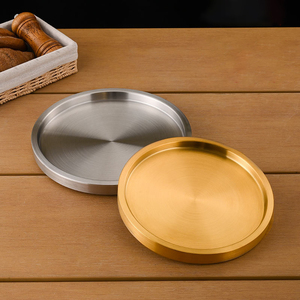 Rundes Serviert ablett aus rostfreiem Stahl Doppels chich tiger Hot Pot Barbecue Restaurant Rindfleisch-Küchen teller Obsts alat teller - Product Image 2