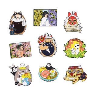 Épingles à revers en émail doux, 10 Styles de dessin animé, personnalisé, Mononoke, Chihiro, Haku, Totoro, broches anime, badge, épingles en émail doux - Product Image 2