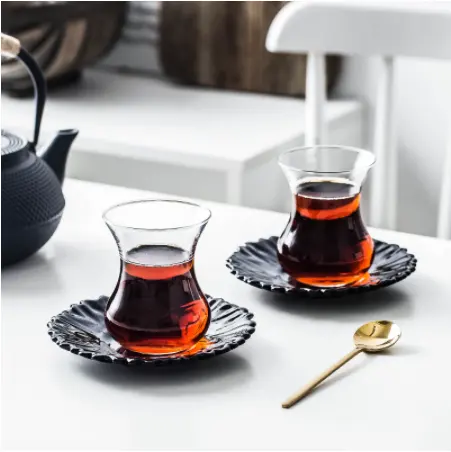 Bohea chaleira de vidro e cerâmica luxuosa, bandeja de café expresso, copo de café turco, molhador de peru, preto, xícara de chá e molhador
