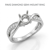 Großhandel 18K Weißgold Natürlicher Diamant Runder Mittelstein Halbmontierter Kreuz-Pavé Damen Braut-Verlobungsring Großbestellung
