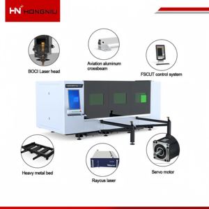 เครื่องตัดเลเซอร์ไฟเบอร์ CNC 1500W-6000W พร้อมแท่นเปลี่ยนได้, แหล่งกำเนิดเลเซอร์ Raycus และส่วนประกอบ Omron - Product Image 3