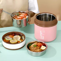 Boîte à lunch bento coréenne LEOZ en acier inoxydable avec couvercle en plastique micro-ondable à double niveau pour un transport facile des repas
