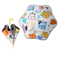 Parapluie Moderne Automatique pour Enfants, Droit, en Fibre de Verre 190T, Imperméable, Double Usage Pluie et Soleil, Long Manche, pour Garçons et Filles de Maternelle