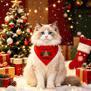 Pañuelo Triangular Navideño para Mascotas con Bolsillo Decorativo para Gatos y Perros, Accesorio Festivo Novedoso, Origen Yiwu - Product Image 4