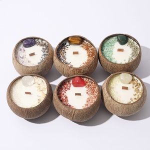 Soya balmumu ahşap fitil kristal kurutulmuş çiçekler ot lüks toptan toplu özel hindistan cevizi kabuğu kase kokulu mumlar - Product Image 4
