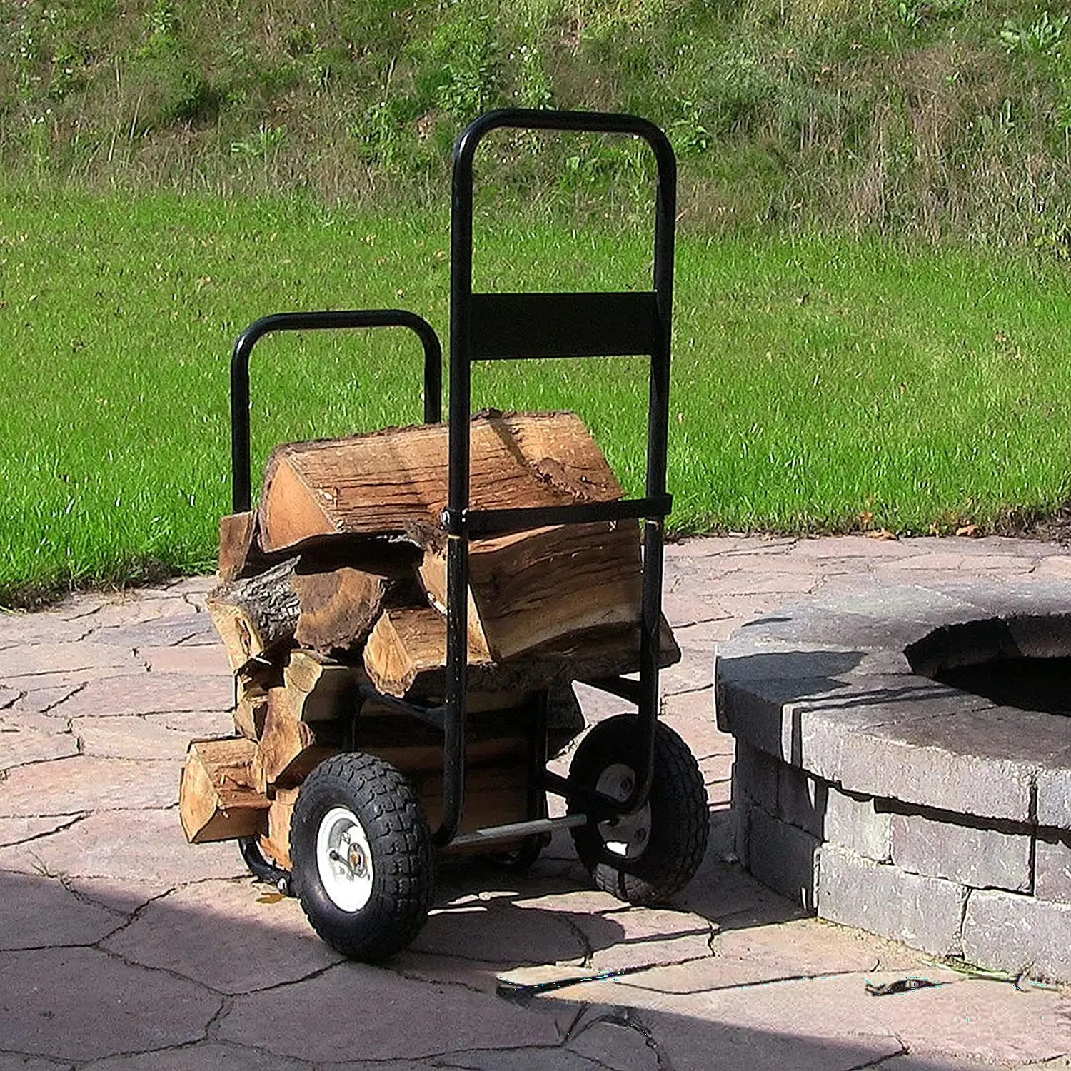 Fabricante Custom Outdoor Lenha Rack Cart Holder Ajustável Fire Log Stacker Stand Para Lareira De Armazenamento De Madeira
