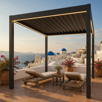 OEM Maßgefertigte Motorisierte Lamellendach-Pergola aus Aluminium Sonnenschutz-Pavillon Wasserdichter Pavillon für Balkon und Poolbereich Pulverbeschichtet