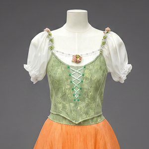 Traje de Ballet Profesional La Fille Mal Gardée, Corsé Verde de 2 Piezas, Tutú Romántico con Mangas Cortas Abullonadas, Vestido Clásico para Ballet - Product Image 2