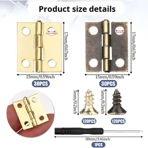 Cerniere Wigeon-Wugeon per Commercio Transfrontaliero, 60 Pezzi in Scatola, Mini Cerniere da 6mm in Ferro, Angolo Retto, Stampate, Galvanizzate, per Scatole Regalo e Rilegatura a Fogli Mobili - Product Image 1