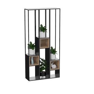 Quality Corner Bookshelf <strong>Book</strong> <strong>Shelf</strong> with Storage Holder Store Display Bookcase Wood and Metal 4 Layer <strong>Black</strong> Home Furniture Iron - Product Image 1