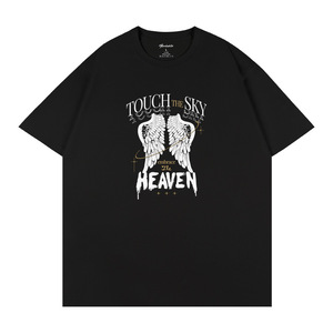 Camiseta Negra con Alas Blancas, Texto Dorado Impreso con Transferencia Térmica, Unisex, Manga Regular, 100% Algodón, Tejido Transpirable, China - Product Image 2