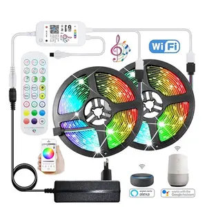 دروبشيبينغ تويا الاستخبارات 32FT جوجل المنزل عدة 5050 RGB اليكسا الموسيقى 10M Wifi للماء الذكية 12V مصباح ليد قطاع