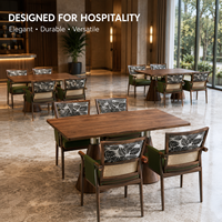 Ensemble de table et de chaises de restaurant au design minimaliste, robuste, durable et confortable, avec plateau en bois massif pour hôtel, banquet