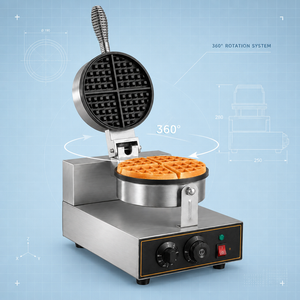 Professional Electric Waffle Maker Multiple Patterns Optional Round Waffle Baker Stainless Steel for Canteen and Hotel Kitchen - Product Image 1