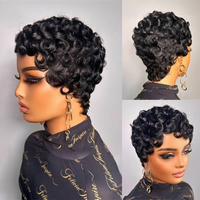 Perruques Courtes en Cheveux Humains 100% Naturels, Vierge Brésilienne Remy, Entièrement Faite à la Machine, avec Dentelle Frontale, pour Femmes Noires - Vente en Gros