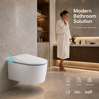 WC intelligent mural allongé avec réservoir intégré, siphon en P, sans limite de pression d'eau, chasse automatique, siège chauffant, double chasse, contrôle par application