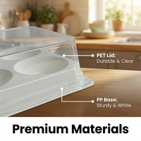 Boîtes d'emballage écologiques en plastique transparent à charnière pour tartes aux œufs et beignets jetables
