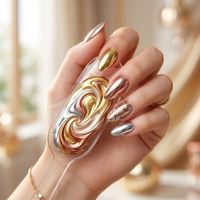 Lehchis – Ensemble de vernis à ongles liquide effet métallique 3D, super brillant, miroir chromé, or, argent, or rose, encre marbrée métallique, 5 couleurs