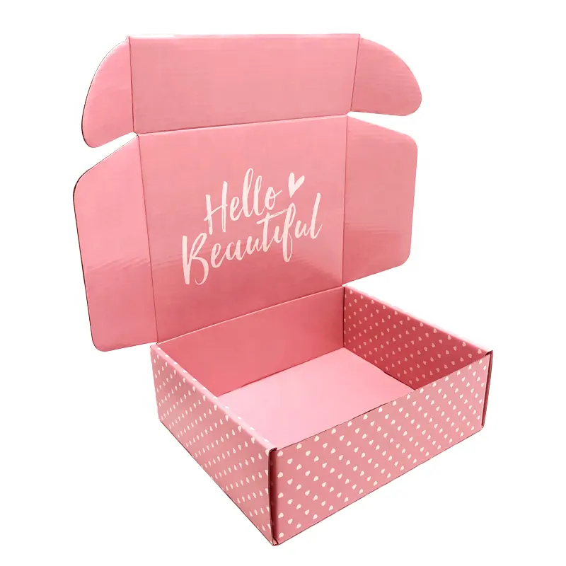 Kotak Karton Bergelombang Kustom Kotak Pengiriman Mailer Pakaian Kemasan Kosmetik Lipat Kotak Hadiah untuk Wig Lipstik Perawatan Kulit