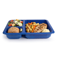 Contenedores Desechables para Alimentos de Grado Alimenticio de 1200 ml con Sellado de Película, para Preparación de Comidas y Catering, Cajas de Almacenamiento de Alimentos con 3 Compartimentos