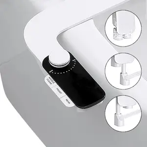 Bathroom Cold Water Key Button Dual Nozzle Bide Shattaf Ultra-Slim Bidet Toilet Attachment Non Electric Bidet