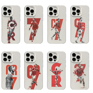 Funda para Teléfono con Diseño de Jugador de Fútbol con el Número <span class=keywords><strong>7</strong></span> Rojo y Blanco para <span class=keywords><strong>iPhone</strong></span> 16/15/14/13/12 Pro Max, Funda Transparente Resistente a Impactos con Impresión Personalizada - Product Image 1