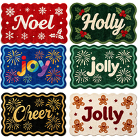 Tapis de Noël à motifs de lettres anglaises tuftées à la machine, tapis de bain doux antidérapant et absorbant, tapis de luxe en peluche