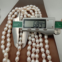 Collier de perles de riz d'eau douce naturelles de qualité AA+, 160 cm de long, perles nouées à 100 %, taille 7-8 mm, forme de perle à 100 %.