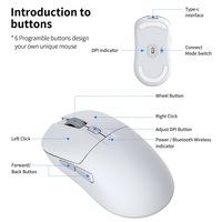 Souris de jeu sans fil à trois modes programmable à 6 boutons, capteur Pixart 3395, 26000 DPI, câble étendu pour ordinateur portable