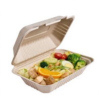 Boîte alimentaire jetable multi-tailles personnalisée, boîte à lunch biodégradable en forme de coquille pour emballages de plats à emporter (burger, salade, pâtes, nouilles)