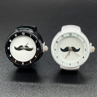 Montre bague simple et polyvalente pour hommes et femmes, couples, montre bague barbe noire et blanche