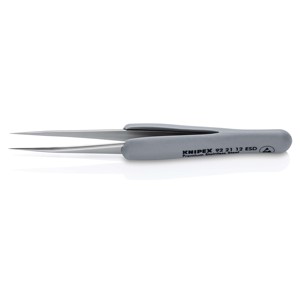 Precision DIY Tweezers with ESD <b>Rubber</b> Grip Stainless Steel and Plastic Handle - Product Image 1