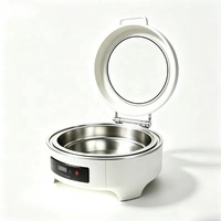 Perlengkapan Restoran Hotel Chef Pemanas Makanan Listrik Set Prasmanan Katering Stainless Steel Dubai Royal White Chafing Dishes 6L 400W