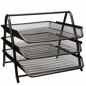 <b>Metal</b> Letter Tray Desk Organizer Document Letter Office Paper Organizer 3 Tier Mesh Paper Tray - Product Image 3