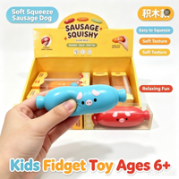 Jouet Squishy en forme de saucisse cochon mignon, jouet anti-stress souple à presser, boîte de présentation en gros