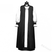 Nouveau Rétro Taoïste Prêtre Église Uniforme Col Debout Robe Lanterne Manches
