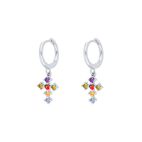 Boucles d'oreilles pour femmes en argent sterling S925, style INS, croix française, diamant
