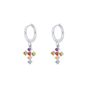 ต่างหูผู้หญิงเพชรรูปกากบาทสไตล์ฝรั่งเศส INS เงินแท้ S925 - Product Image 1