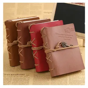 A5A6 Leather Key Journal Retro Vintage Classic Leather Bound Writing Notebook Diary