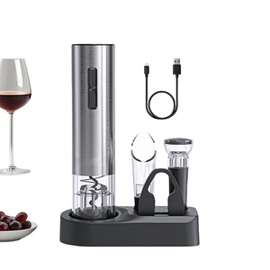 Custom Logo Battery Operated Electric <b>Wine</b> Opener Set with Vacuum <b>Wine</b> <b>Stopper</b> Pourer Foil Cutter and Storage Base - Product Image 1