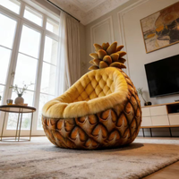 Canapé Ananas de Luxe, Fauteuil, Décoration d'Intérieur Originale et Funky, Cadeau d'Anniversaire Unique, Siège Accent Unique Confortable en Velours
