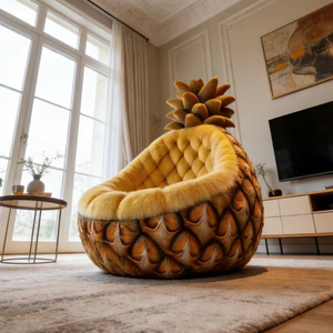 كرسي أريكة فاخر على شكل أناناس، ديكور منزلي مبتكر وفريد، هدية عيد ميلاد مميزة، مقعد فردي مريح مبطن بالمخمل - Product Image 3