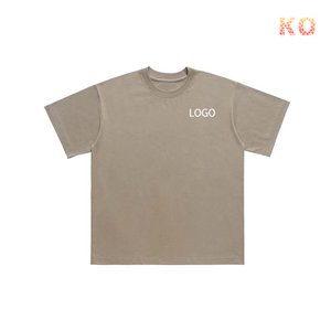 300GSM 100% Penteado T-shirt de Algodão Personalizado Refletir Impresso Solto Ajuste Padrão Sólido Estilo Casual T-shirt dos homens - Product Image 4