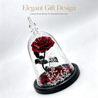 La Belle et la Bête - Rose éternelle préservée sous cloche en verre - Cadeau pour petite amie, femme - Noël, Thanksgiving, décoration d'intérieur