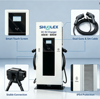 Chargeur EV commercial public SHUOLEX 40kW-80kW à double sortie, station de charge rapide avec écran intelligent, résistant à l'eau IP54