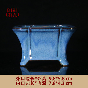 Ceramic Bonsai <b>Pot</b> Celadon Glaze 9.8x5.8 Cm <b>With</b> Drain Hole For Indoor <b>Plants</b> - Product Image 3