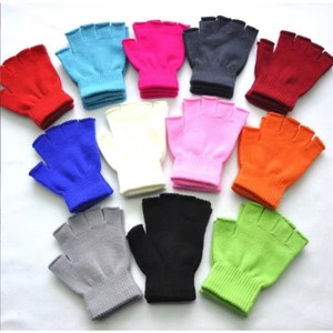 YJ030 Guantes de medio dedo de color liso, cálidos para otoño e invierno, adecuados para uso en la oficina, guantes de punto de lana, unisex, para adultos. - Product Image 3