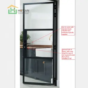 Decorative Wrought Iron Simple Metal Frame Glass Door With Double Glaze